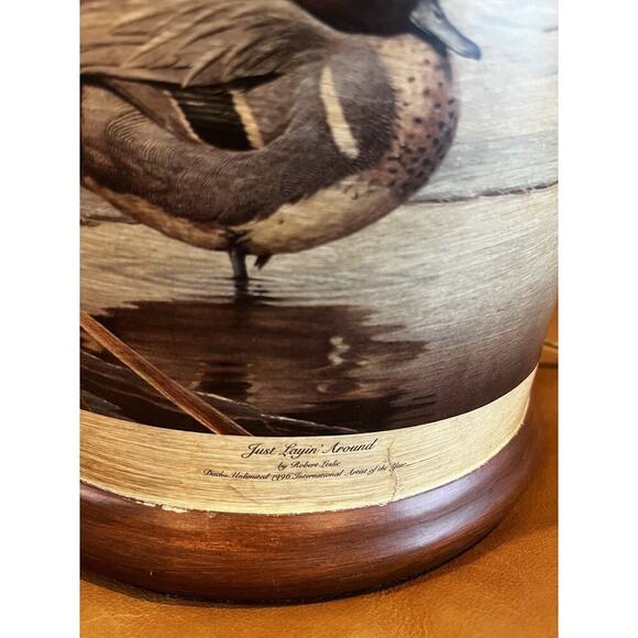 RARE Vintage Ducks Unlimited Wood Lamp Base “Just Layin Around” Robert Leslie - Picture 3 of 13